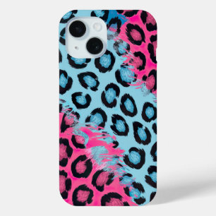 Lebhafte Leoparddrucke in Rosa und Blau Case-Mate iPhone Hülle