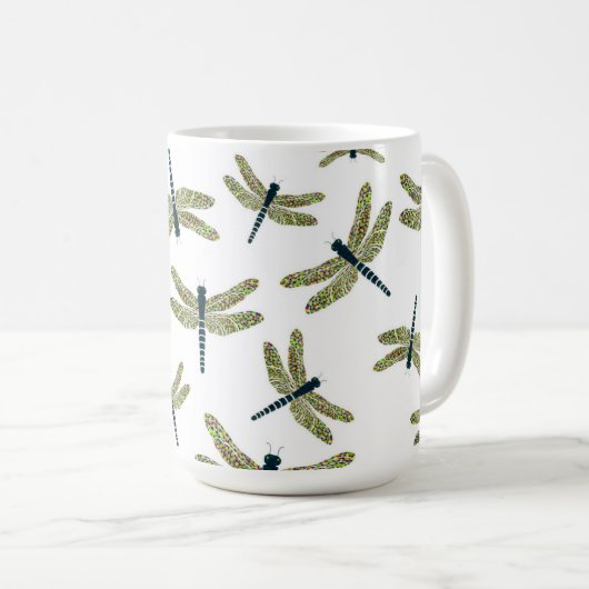 Lebhafte Libellen-Tasse Kaffeetasse (VorderseiteRechts)