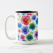 "Lebhafte, lichtdurchlässige Wasserfarben | Floral Zweifarbige Tasse (Links)