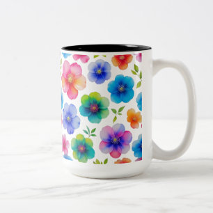 "Lebhafte, lichtdurchlässige Wasserfarben   Floral Zweifarbige Tasse