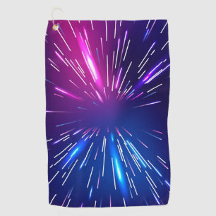 Lebhafte Lichtstrahlen rosa blau Golfhandtuch