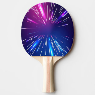 Lebhafte Lichtstrahlen rosa blau Tischtennis Schläger