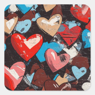 Lebhafte Liebe Collage Quadratischer Aufkleber