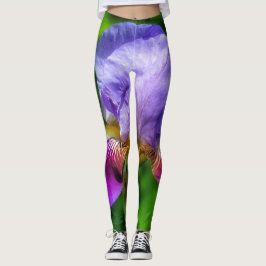 Lebhafte lila blaue und gelbe Iris-Blume Leggings
