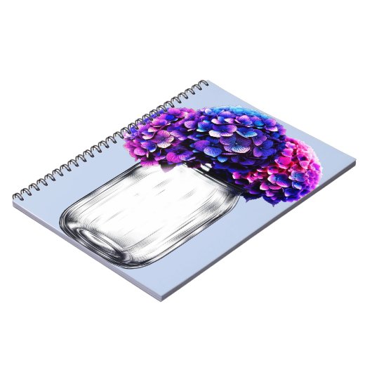 Lebhafte Lila Blaupink-Hydrangea Notizblock (Linke Seite)