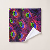 Lebhafte lila Federn für den Pfau personalisieren Badhandtuch Set (Waschlappen)