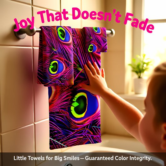 Lebhafte lila Federn für den Pfau personalisieren Badhandtuch Set