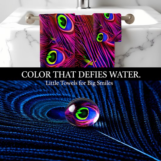 Lebhafte lila Federn für den Pfau personalisieren Badhandtuch Set