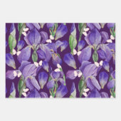 Lebhafte Lila Iris-Blume und Schmetterlinge Geschenkpapier Set (Vorderseite)