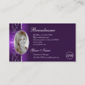 Lebhafte Lila Juwelen-Logos und -Fotos Visitenkarte (Rückseite)