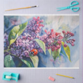 Lebhafte Lila Lilac-Blume Ladybug Decoupage Seidenpapier (Basteln)