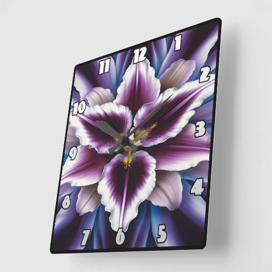 Lebhafte Lila Lüge im dunklen Hintergrund Quadratische Wanduhr (Winkel)