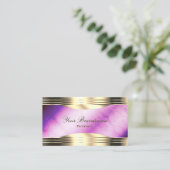 Lebhafte Lila Marble-Gold-Grenzen mit QR-Code Visitenkarte (Stehend Vorderseite)