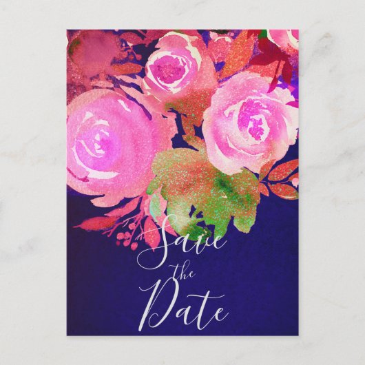 Lebhafte Lila Moderne Frühlingsflora Save the Date Ankündigungspostkarte (Vorderseite)