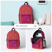 Lebhafte Lila Orange Ethnic Mosaic Geometric Bedruckter Rucksack