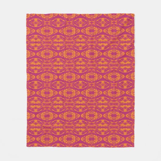 Lebhafte Lila Orange Ethnic Mosaic Geometric Fleecedecke (Vorderseite)