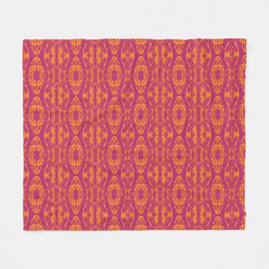 Lebhafte Lila Orange Ethnic Mosaic Geometric Fleecedecke (Vorderseite (Horizontal))