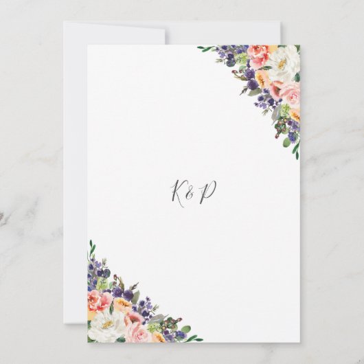 Lebhafte Lila Orangenpfirsichblüte Einladung (Rückseite)