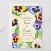 Lebhafte Lila Pansy Beach Hochzeit Save The Date (Vorderseite)