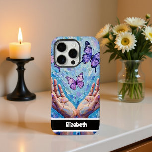 Lebhafte Lila Schmetterlinge mit ausgestreckten Hä iPhone 16 Pro Hülle