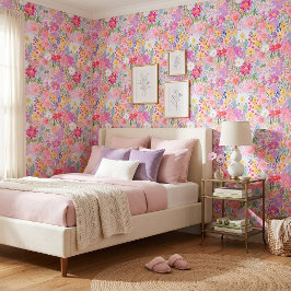 Lebhafte Lila und rosa Frühlingsflora Tapete