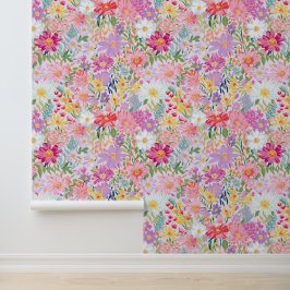 Lebhafte Lila und rosa Frühlingsflora Tapete