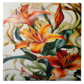Lebhafte Lilien in farbenprächtigem abstraktem Des Fliese (Vorderseite)