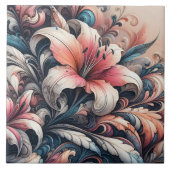 Lebhafte Lilienblüten mit faszinierenden Wirbel Fliese (Vorderseite)