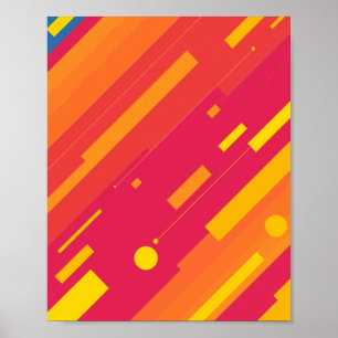 Lebhafte Linien in fett rosa, gelb und orange Poster