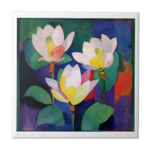 Lebhafte Lotus Blume - Moderne Wasserfarbenwelt Ku Fliese