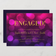 Lebhafte Magenta Bokeh Imitats Gold Engagement Par