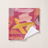 Lebhafte Magenta und Gold Abstrakt Badhandtuch Set (Waschlappen)