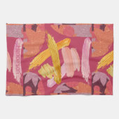 Lebhafte Magenta und Gold Abstrakt Geschirrtuch (Horizontal)