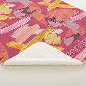 Lebhafte Magenta und Gold Abstrakt Sherpadecke (3/4)