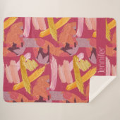 Lebhafte Magenta und Gold Abstrakt Sherpadecke (Vorderseite (Horizontal))