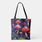 Lebhafte Magic Mushroom Forest Art Tasche (Rückseite)