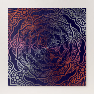 Lebhafte Mandala Boho Chic Elegant Navy Rose Gold Puzzle