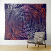 Lebhafte Mandala Boho Chic Elegant Navy Rose Gold Wandteppich (Beispiel (Horizontal))