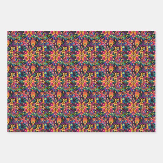 Lebhafte Mandalas Diwali Geschenkpapier Set (Vorderseite 3)