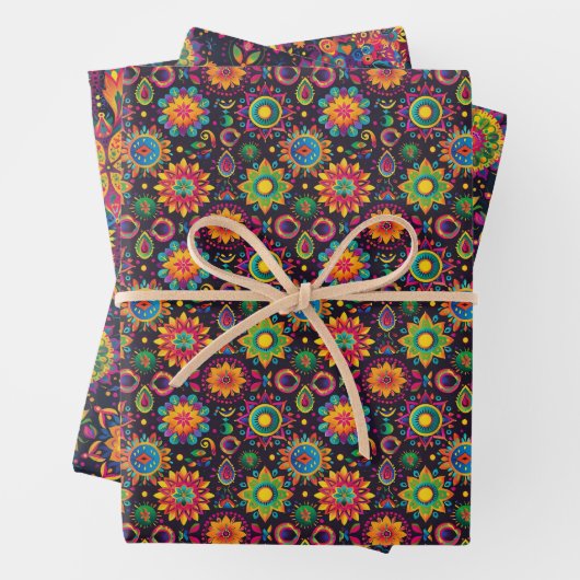 Lebhafte Mandalas Diwali Geschenkpapier Set (Beispiel)