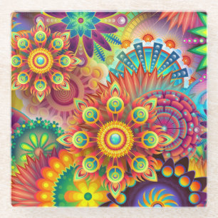 Lebhafte Mandalase. Untersetzer. Matchkissen Glasuntersetzer