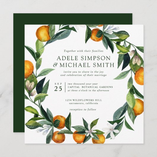 Lebhafte Mandarine | Alle in einer botanischen Hoc Einladung (Vorne/Hinten)