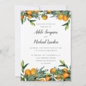 Lebhafte Mandarine Citrus Blätter Aquarellfeier Einladung (Vorderseite)
