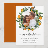 Lebhafte Mandarine Citrus Blossom Foto Save the Da Save The Date (Vorne/Hinten)