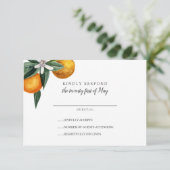 Lebhafte Mandarine Citrus Orange Wedding RSVP Karte (Stehend Vorderseite)