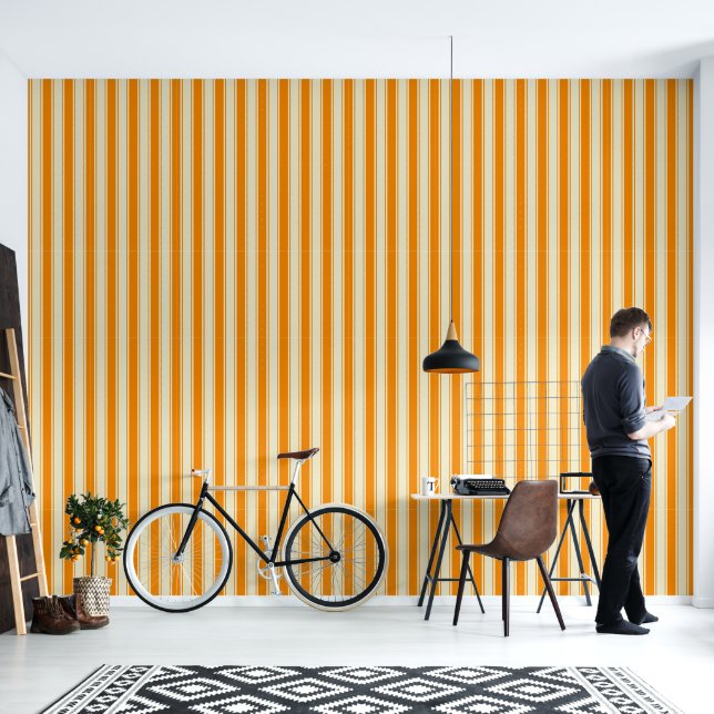 Lebhafte Mandarine und Elfenbeinticking Tapete (Wohnbereich)