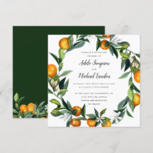 Lebhafte Mandarine Zitrusfrüchte Hochzeit in Aquar