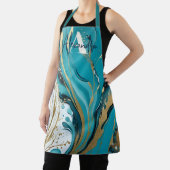 Lebhafte Marble Aquamarin Gold Weiße Abstrakte Wir Schürze (InSitu)