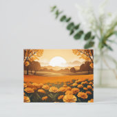 Lebhafte Marigold-Felder mit Sonnenlicht Postkarte (Stehend Vorderseite)
