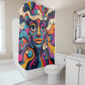 Lebhafte Maus - farbenfrohes Abstraktes Portrait Duschvorhang (Beispiel)